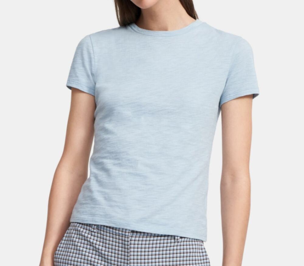 Theory Tiny Tee Slub Cotton Size P/XS Light Blue 100% Cotton EUC